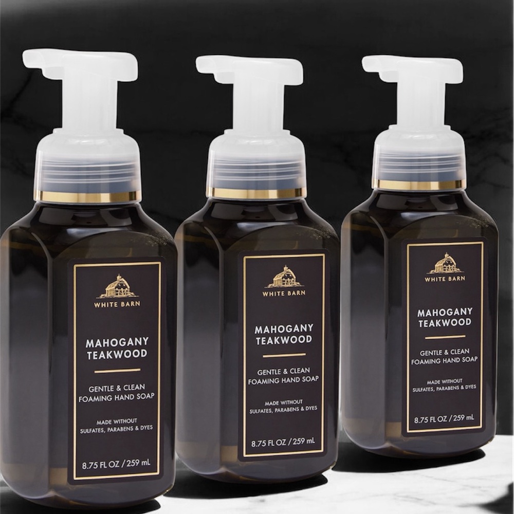 BBW Mahogany Teakwood Foaming Hand Soap - New 3pc Set
